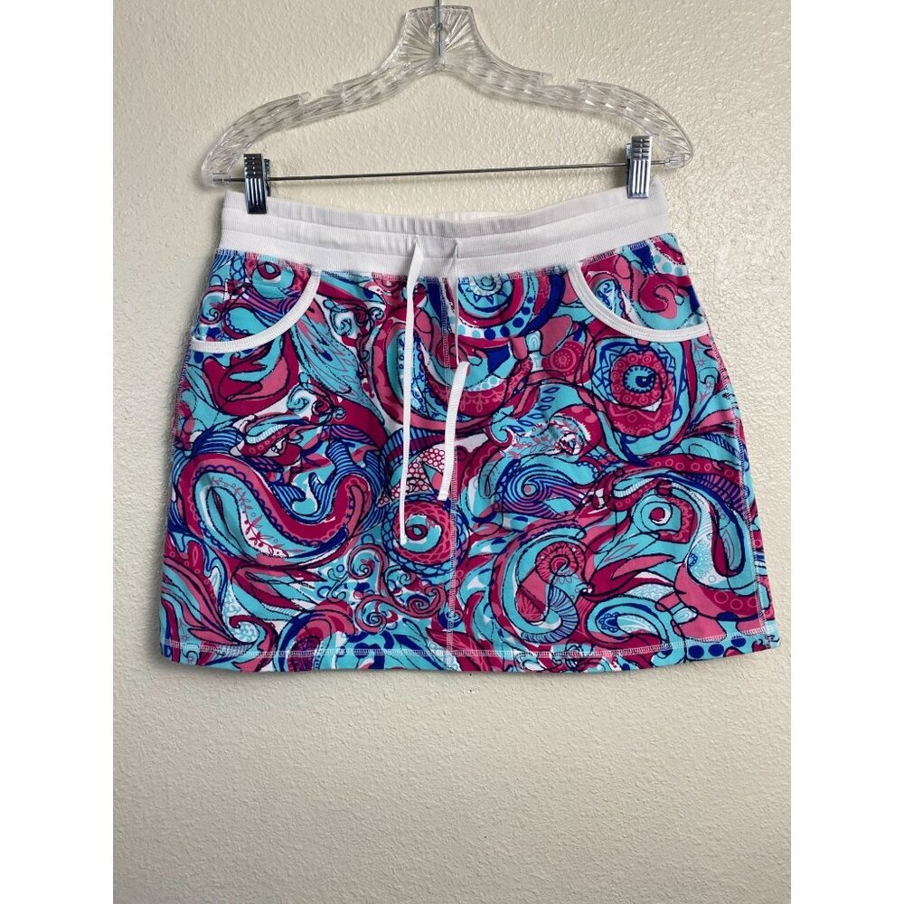 T by Talbots Colorful Paisley Drawstring‎ Skirt Size Medium Boho Arsty Pull on